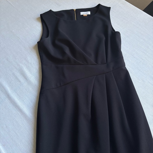 Calvin Klein Black Sheath Midi Dress Size 4 Career Cocktail Chic - Picture 3 of 12